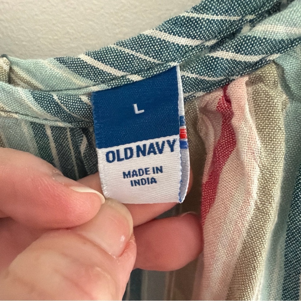 Old Navy Striped Maxi Swing Spring Summer Wedding Dress Tie Beach L - Picture 7 of 8